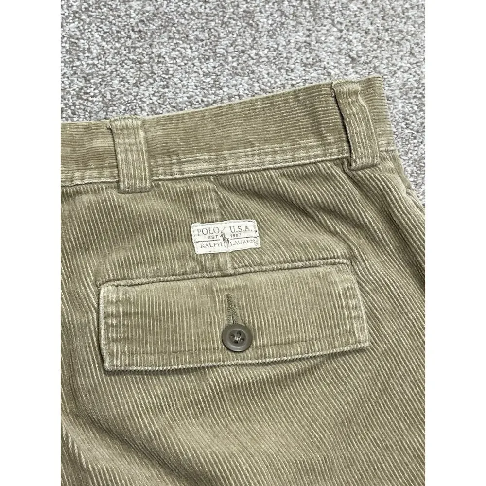 Y2K Relaxed Fit Polo Ralph Lauren Corduroy Cargo Shorts Men’s 40 Khaki Gorpcore